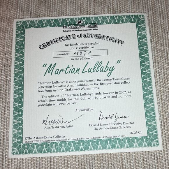 NEW “MARTIAN LULLABY” #76027 ASHTON-DRAKE NEW IN ORIGINAL BOX & COA - Picture 5 of 17